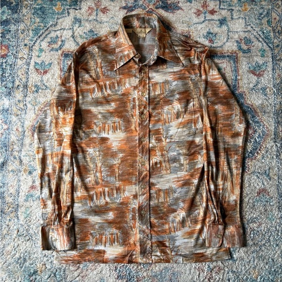 Vintage Other - Vintage 70s Lancer Abstract Print Button-up Shirt Large